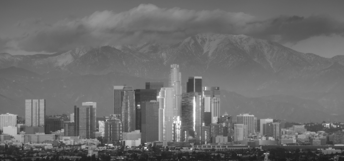 City skyline view of Los Angeles, California.